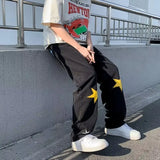 American retro star personality sports pants men and women's new summer fashion brand loose straight leg wide casual long pants