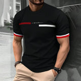 FOESCE Fashion Summer 3D Stripe Letter Print Men's T Shirt Hip Hop Trend Harajuku Streetwear Casual O-neck Oversized T-shirts Men Tops