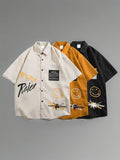 FOESCE 2025 Short sleeved Shirt for Boys Summer Thin Trendy Top Hip Hop Loose 2025 New Couple Casual Coat blusas masculina camisa