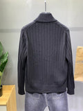 FOESCE Man Clothes Cardigan Knitted Sweaters for Men Coat Jacket Plain Black Solid Color Korean 2025 Autumn Japanese Retro Fashion Wool
