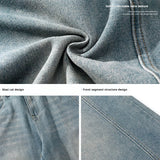 FOESCE HANLU 2025 Spring New! Men's Retro Washed Oversized Jeans, Split Structure Curved Trousers from Trendy Brand, Loose and Stylish