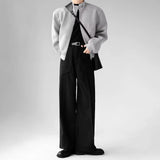 FOESCE Men Imitation Wool Three-Dimensional Stitching Business Casual Trousers Plain Classic Luxury Pants Old Money Men'S Clothing 2025