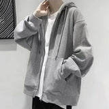 Mens Classic Zip Up Thin Korean Hooded Jacket Coat Solid Color Hoodie Sweatshirt Tops Casual Versatile Men's Cardigan Jacket