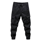 FOESCE Cargo Pants for Mens Elastic Casual Trousers Zipper Multi-Pocket Joggers