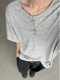 FOESCE ay U-Ne ort Sve Knitted f Sve T-irt Korean Sle Faionable Casual Top Breathable Summer Tee for Teens