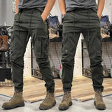 FOESCE Cargo Pants for Mens Elastic Casual Trousers Zipper Multi-Pocket Joggers