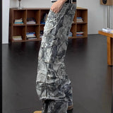 American Hip Hop Trendy Camouflage High Waist Cargo Pants Men Women Multiple Pockets Straight Joggers Wide-leg Baggy Trousers