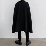 FOESCE Mens Dark Style Sleeveless Mid-Length Cape Cloak Autumn And Winter Genderless Japanese Fashion Retro Loose Cape Coat Unisex