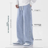 FOESCE Men's Casual Loose Fit Jeans Elastic Waist Outdoor Workwear Spring Autumn Straight Leg Long Pants Comfortable Loose Trousers