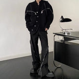 FOESCE American Street Niche Deconstructed Stand-Up Collar Sweater Men'S Destroyed Design Sense Wool Coat Metal Button Trend Y2k Jacket