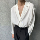 FOESCE 2025 Men Casual Shirt Solid Color Lapel Button Long Sleeve Fashion Tops Streetwear Loose Leisure Camisa Masculina S-2XL