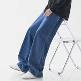 FOESCE Korean Solid Colors Men's Casual Long Jeans Classic Man Four Seasons Straight Denim Wide-leg Pants Light Blue Grey Black S-3XL