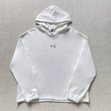 FOESCE Winter Hiphop Street THUG CLUB Jacket Star Moon Metal Logo Stitching Line Zipper Hoodies Men Women Masked Hooded Sweatshirts