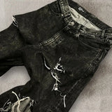 FOESCE 2025 New Black Ripped Baggy Jeans Goth Retro Y2k Denim Pants Men and Women Casual Hip Hop Straight Wide Leg Trousers Streetwear
