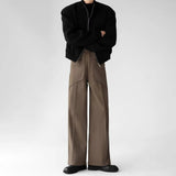 FOESCE Men Imitation Wool Three-Dimensional Stitching Business Casual Trousers Plain Classic Luxury Pants Old Money Men'S Clothing 2025