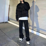 FOESCE Mens Y2k Short Thickened Warm Cotton Clothing Autumn Winter Genderless Couple Essential Street Solid Color Couple Jacket Unisex