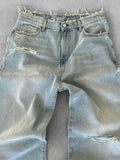 American Style Ripped Jeans Men's Fashion Brands Casual Loose Denim Pants High Street Vintage Embroidered Straight Trousers