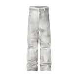 FOESCE Dirty Dyed Patchwork Wide Leg Baggy Jeans for Men and Women Straight Y2k Ropa Hombre Denim Trousers Oversized Casual Cargo Pants