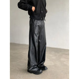 FOESCE PU Leather Pants Men 2025 Spring Men's Punk American Fashion Hip Hip Men Wide-leg Mopping Trousers Windproof Dark Brown/Black