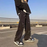 Trendy Straight-leg Denim Jeans For Men Casual Loose Fit Wide Leg Hip Hop Streetwear American Style
