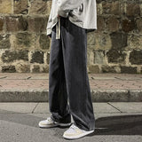 FOESCE Brand Men's Jeans Korean Version Student Casual Pants High Street Straight Loose Wide Leg Jeans Black Grey  Blue Baggy Jeans