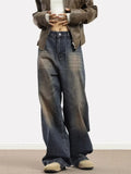 FOESCE 2025 New Vintage Blue Jeans Women High Waist Grunge Y2k 90s Streetwear Baggy Casual Korean Fashion Straight  Denim Trouser Women
