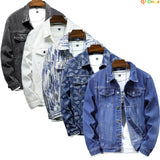 FOESCE Blue Denim Jacket Men's Single-breasted Lapel Denim Jackets Black Gray Fashion Casual Coat Spring and Autumn Male Cotton Overcoa
