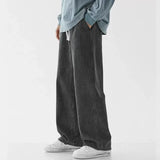 FOESCE Men's Casual Loose Fit Jeans Elastic Waist Outdoor Workwear Spring Autumn Straight Leg Long Pants Comfortable Loose Trousers