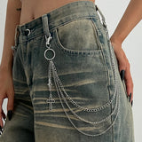 FOESCE Salircon Punk Multilayer Metal Star Pendant Pant Chain Hip Hop Waist keychain Jeans Chain Women Trendy Jewelry Accessories Gifts