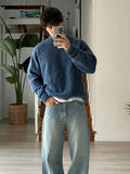 Fashion Solid Fleece Turtleneck Sweater For Male Casual Loose Long Sleeve Knitted Pullover 2024 Autumn Thicken Warm Men's Jumper