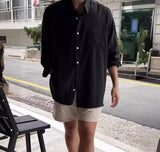 FOESCE 2025 European Style Premium Linen Shirt, Comfortable Men's Loose and Breathable Workwear Shirt UPF50+sun Protection