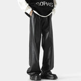 FOESCE Mens Pu Leather Pants Classic Grunge Motorcycle Pu Casual Pants Spring Streetwear Fashion Straight Pants Men'S Clothing 2025 New