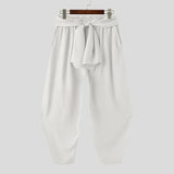 FOESCE INCERUN Men's Pants Solid Color Elastic Waist Loose Joggers Lace Up Trousers Men Streewear 2025 Fashion Casual Long Pants S-5XL