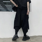 FOESCE Y2k Gothic Style Big Pocket Ribbon Harem Pants 2025 New Fashion Personality Daily Casual Dark Style Eight-Point Trousers Unisex