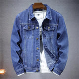 FOESCE Blue Denim Jacket Men's Single-breasted Lapel Denim Jackets Black Gray Fashion Casual Coat Spring and Autumn Male Cotton Overcoa