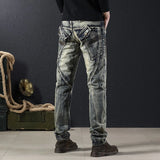 Mens Cowboy Pants Stretch Hip Hop Korean Jeans for Men Fashion Baggy Straight Original Trousers New In Casual Low Rise Washed XL