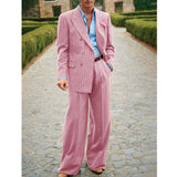 FOESCE Men's Striped Suit Two Piece Suit Elegant Fashion Suit Casual Fashion Work Wear Party Dress Men's Commuter Wear Men's Clothing