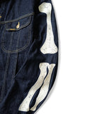 Harajuku Japanese Style Bone Embroidered Denim Jacket Men's Street Skateboard Retro Jacket Loose Casual Autumn Thin Jacket