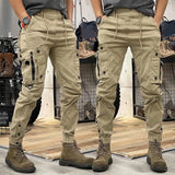 FOESCE Cargo Pants for Mens Elastic Casual Trousers Zipper Multi-Pocket Joggers