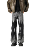 FOESCE 2025 New Vintage Tie-dye Patchwork Jeans For Men Hip Hop Fashion Wide-leg Denim Trousers Y2K Streetwear Baggy Jean Pantalones