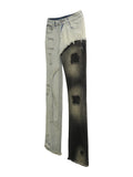 FOESCE Mr. Black, avant-garde and cutting-edge design, heterochromatic stitching, tattered beggar pants, with slight ruffled edges, and