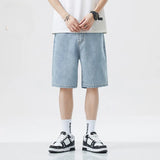 FOESCE 2025 New Summer Shorts Jeans Men Denim Pants Stretch Dark Blue Fashion Design Men's Jeans Slim Straight Male Short Jeans Hombre