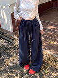 FOESCE Straight Wide Leg Loose Pant Women Fahsion 2025 Spring Summer New Baggy Sweatpants High Waist Csual Street Pants Chic Trousers