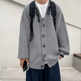 Korean Style Fashion Solid Color Men's Knitted Cardigan Single Breasted High-end Long Sleeve Cardigan Men Sweater Coat
