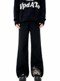 FOESCE 2025 New American Black Jeans Men's Embroidered Leg Profile Cleanfit Loose Casual Straight Leg Pants Women streetwear denim men