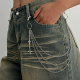 FOESCE Salircon Punk Multilayer Metal Star Pendant Pant Chain Hip Hop Waist keychain Jeans Chain Women Trendy Jewelry Accessories Gifts