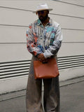 New American Style Casual Lapel Single Breasted Jacket Men's Fashion Brand Long Sleeve Graffiti Coat Male Large Size Loose