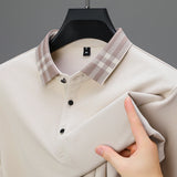 FOESCE Light luxury brand polo shirt long sleeved spring and autumn new style comfortable and breathable casual striped lapel T-shirt