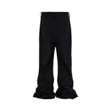 FOESCE High Street Black Boot Cut Mens and Women Wide Leg Baggy Flare Pants Oversized Ropa Hombre Casual Loose Black Trousers