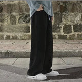 FOESCE 2025 New Streetwear Loose Jeans Men Korean Style Fashion Loose Straight Wide Leg Pants Men's Brand Clothing Black Light Blue